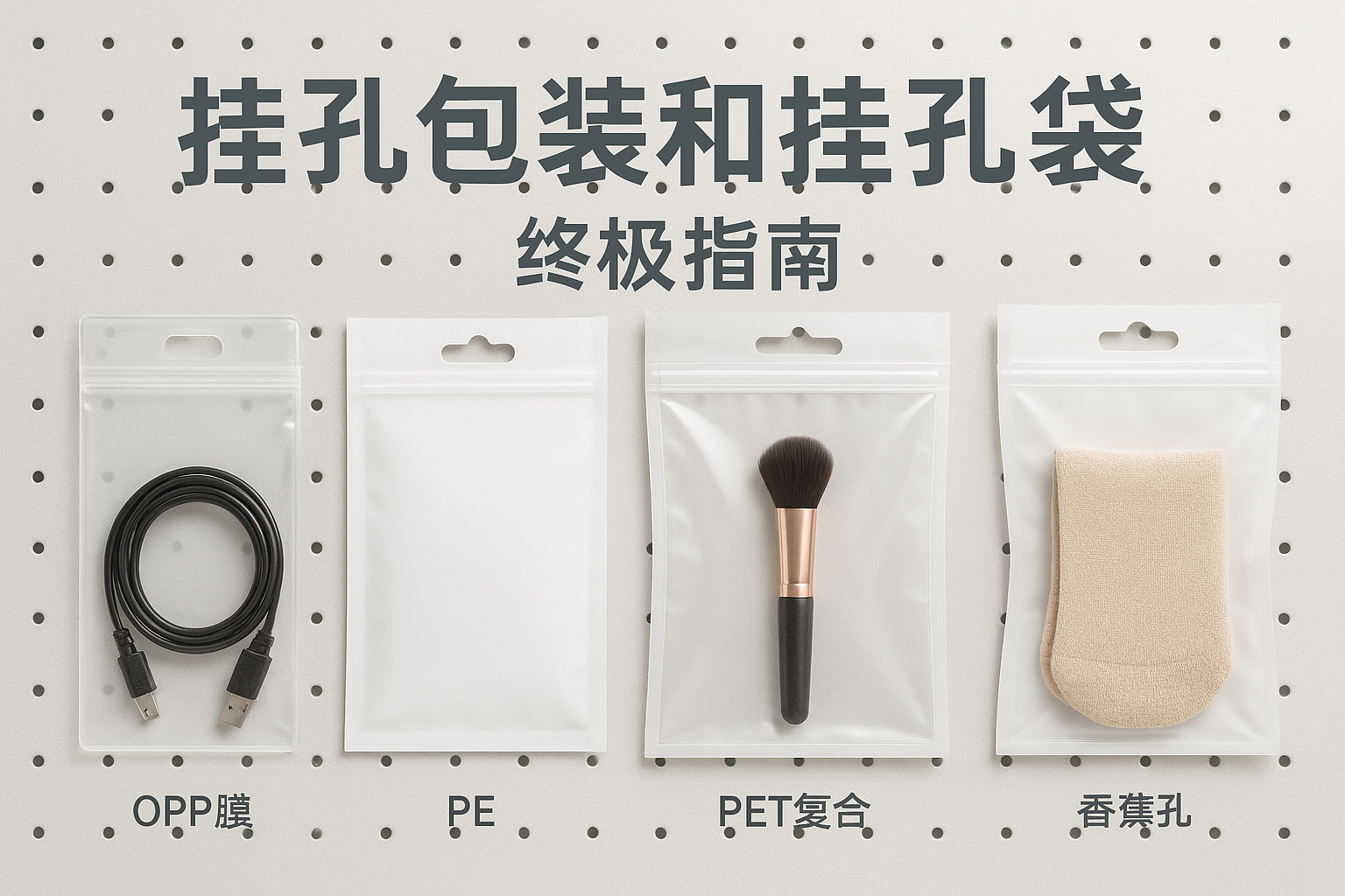 挂孔包装和挂孔袋终极指南:孔型、材质、尺寸、承重与应用(图1) 挂孔包装/挂孔袋