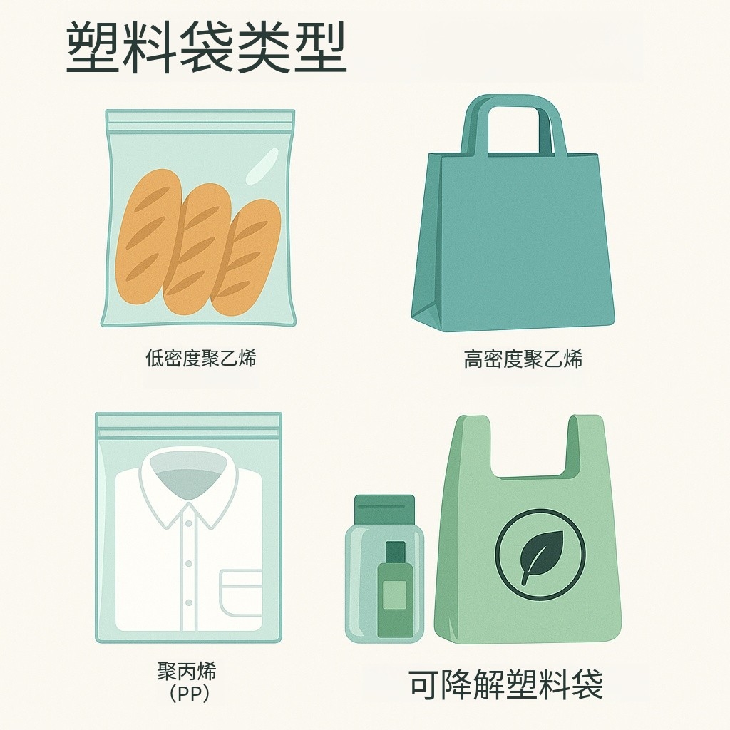 常见的塑料袋有哪些类型?(图文专业解析)(图1) 常见塑料袋类型示意图