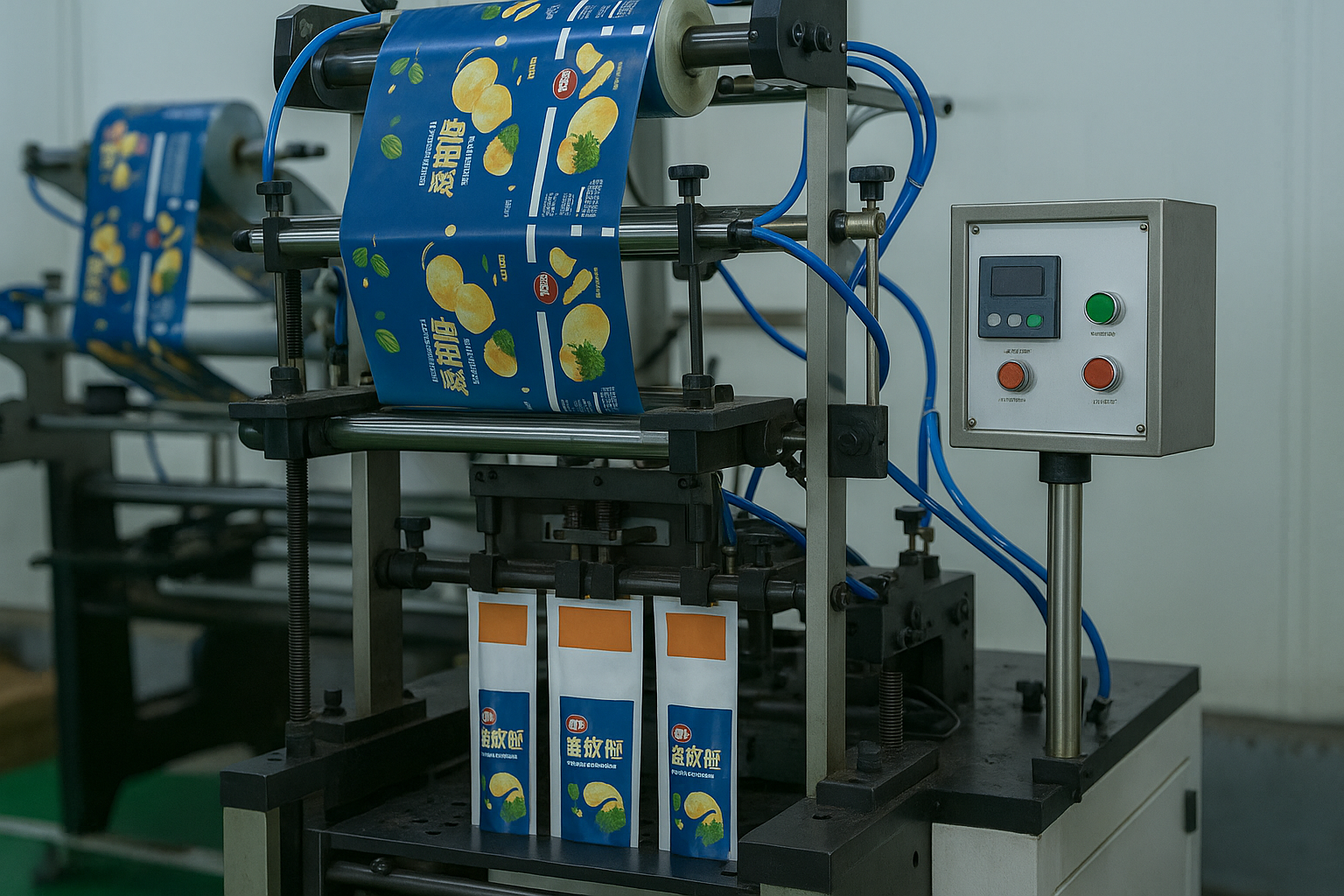 食品包装卷膜在自动包装线上的走膜与封口应用