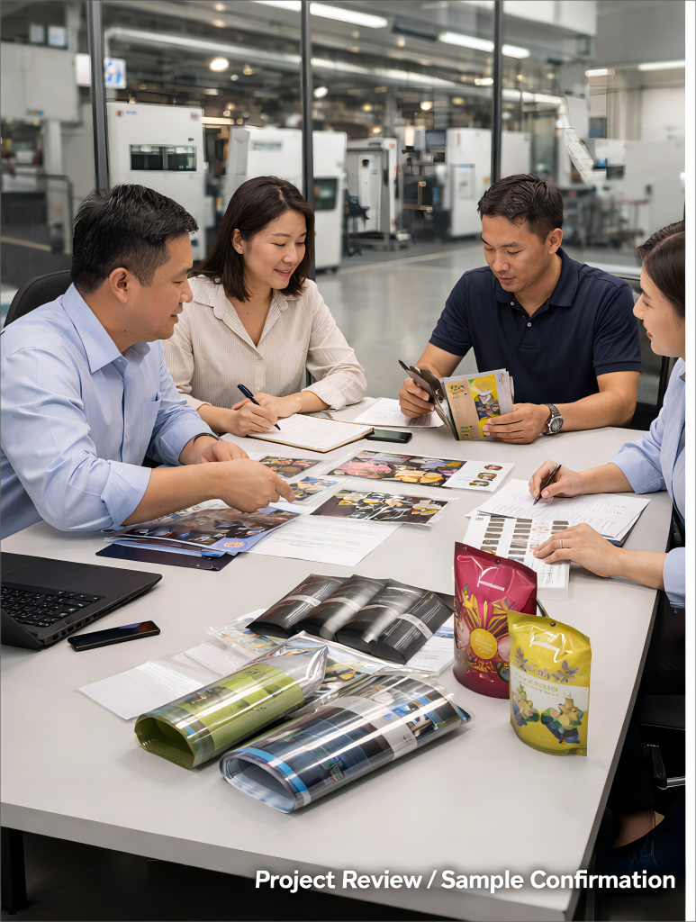 华益包装软包装项目评审与打样沟通场景