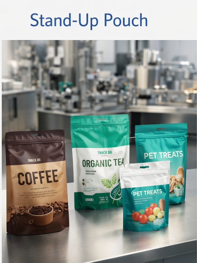 自立拉链袋货架展示效果图 食品软包装定制应用